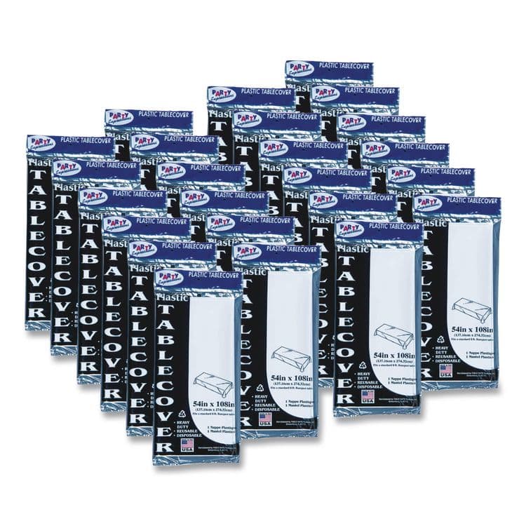 TABLEMATE PRODUCTS, CO. Table Set Rectangular Table Covers, Heavyweight Plastic, 54" x 108", White, 24/Carton (TBL549WHCT)