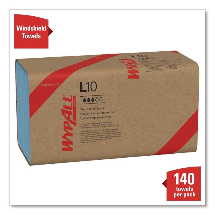 KIMBERLY CLARK L10 Windshield Towels, Banded, 2-Ply, 9.38 x 10.25, Light Blue, 140/Pack, 16 Packs/Carton (KCC05120) thumbnail 3