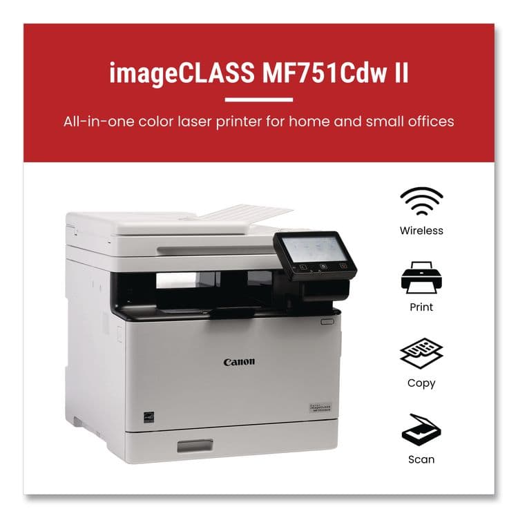 CANON COMPUTER SYSTEMS CCSI imageCLASS MF751Cdw II, Wireless Multifunction Laser Printer, Copy/Print/Scan (CNM7185C016) thumbnail 2