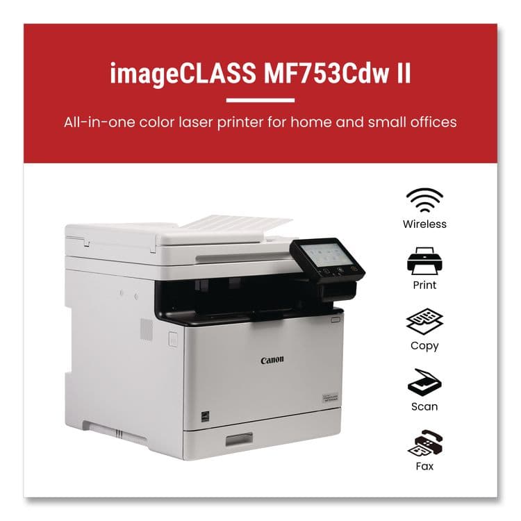 CANON COMPUTER SYSTEMS CCSI imageCLASS MF753Cdw II, Wireless Multifunction Laser Printer, Copy/Fax/Print/Scan (CNM7185C011) thumbnail 2