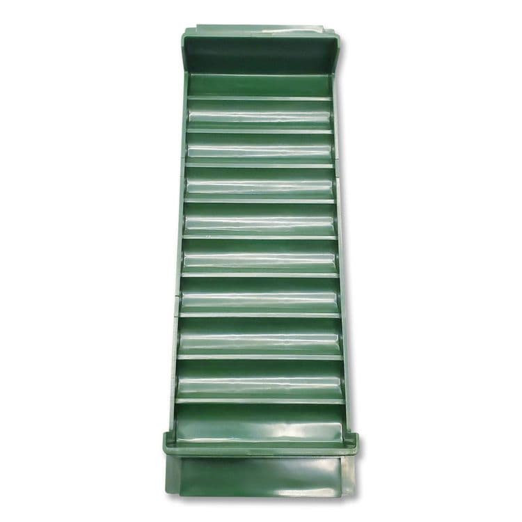CONTROLTEK Stackable Plastic Coin Tray, Accommodates $50 in Dimes, 3.75" x 11.5" x 1.5", Green (CNK560562EA) thumbnail 2
