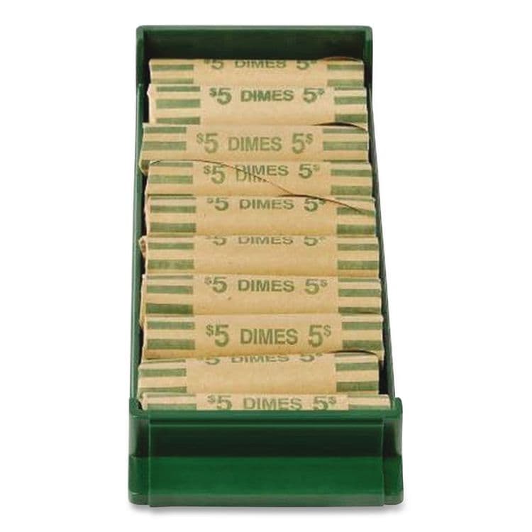 CONTROLTEK Stackable Plastic Coin Tray, Accommodates $50 in Dimes, 3.75" x 11.5" x 1.5", Green (CNK560562EA) thumbnail 4