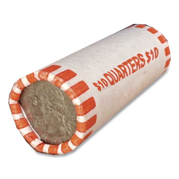 CONTROLTEK Automatic Coin Wrapper Roll for Coin Wrapping Machines, Quarters, Orange/Kraft, Approx 2,000 Wrappers/Roll, 8 Rolls/Carton (CNK575037) thumbnail 2
