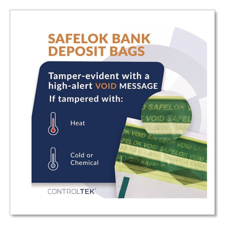 CONTROLTEK Series D Deposit Bags, Plastic, 12" x 16", White, 100/Pack (CNK585094) thumbnail 3