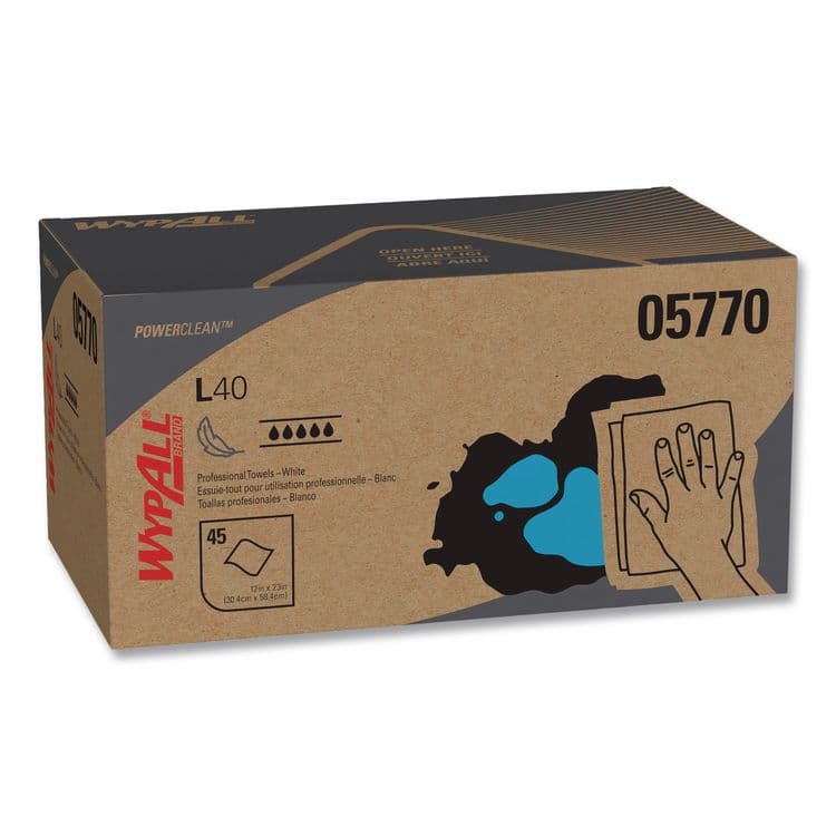 KIMBERLY CLARK L40 Towels, Pro Towels, 12 x 23, White, 45/Box, 12 Boxes/Carton (KCC05770)