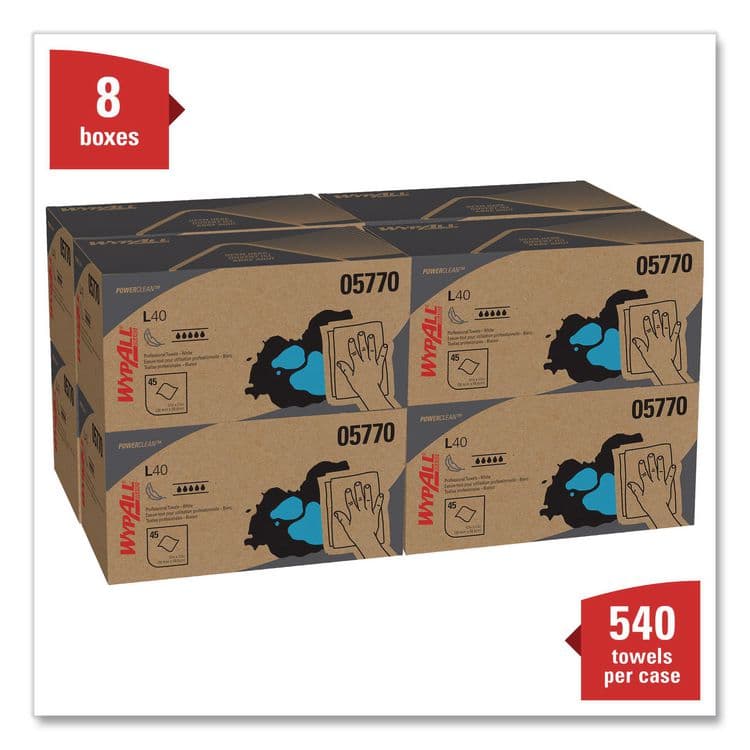 KIMBERLY CLARK L40 Towels, Pro Towels, 12 x 23, White, 45/Box, 12 Boxes/Carton (KCC05770) thumbnail 2