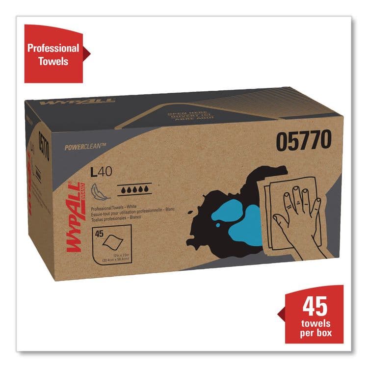 KIMBERLY CLARK L40 Towels, Pro Towels, 12 x 23, White, 45/Box, 12 Boxes/Carton (KCC05770) thumbnail 3