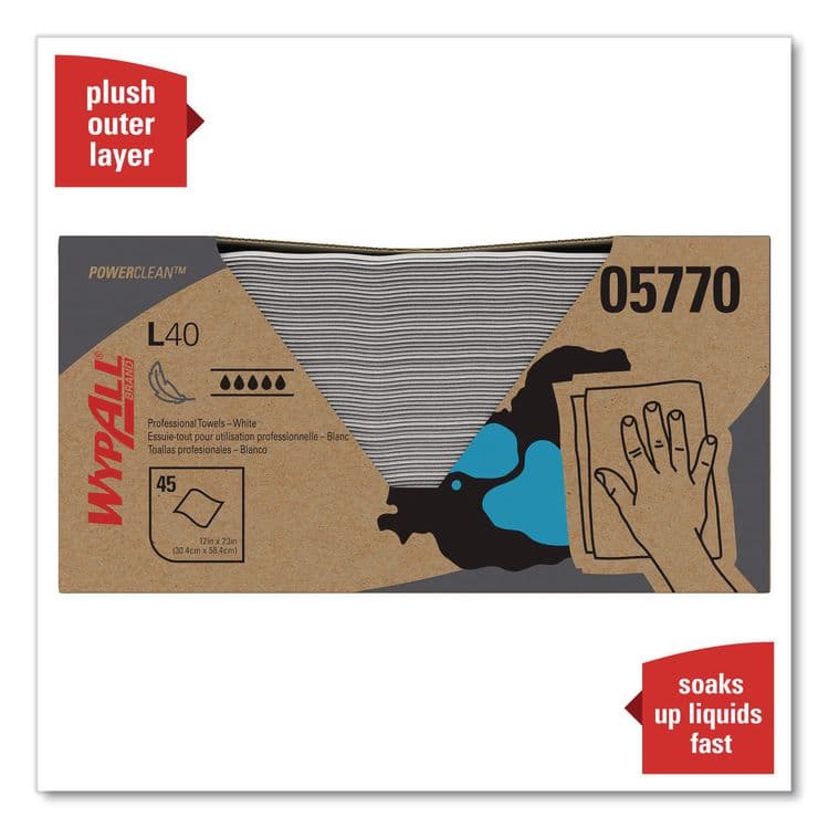 KIMBERLY CLARK L40 Towels, Pro Towels, 12 x 23, White, 45/Box, 12 Boxes/Carton (KCC05770) thumbnail 4