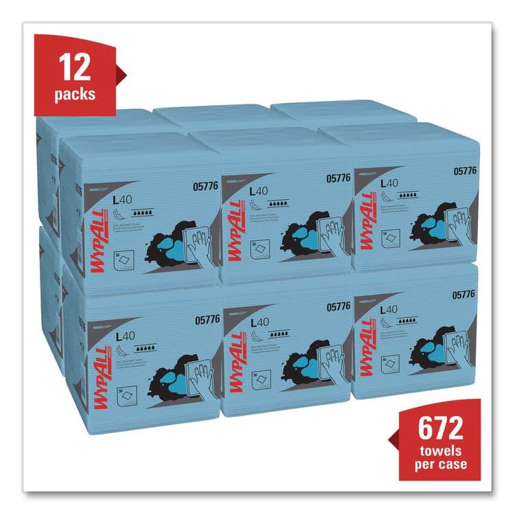 KIMBERLY CLARK L40 Wiper, 1/4 Fold, Blue, 12.5 x 12, 56/Box, 12 Boxes/Carton (KCC05776) thumbnail 2