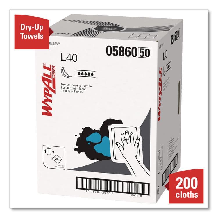 KIMBERLY CLARK L40 Towels, Dry Up Towels, 19.5 x 42, White, 200 Towels/Roll (KCC05860) thumbnail 3