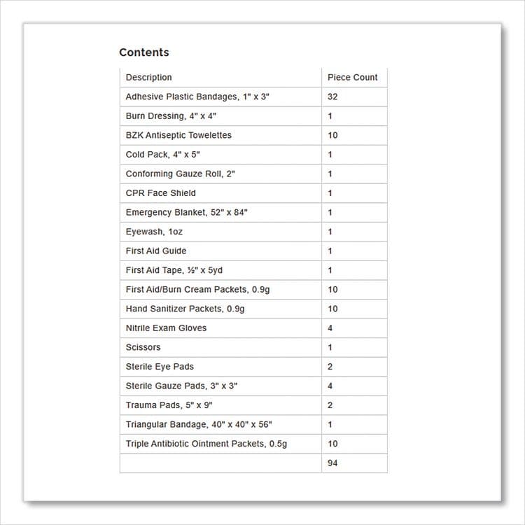 FIRST AID ONLY, . 25 Person ANSI A Refill Kit, ANSI 2021 Compliant, 94 Pieces (FAO91359) thumbnail 3