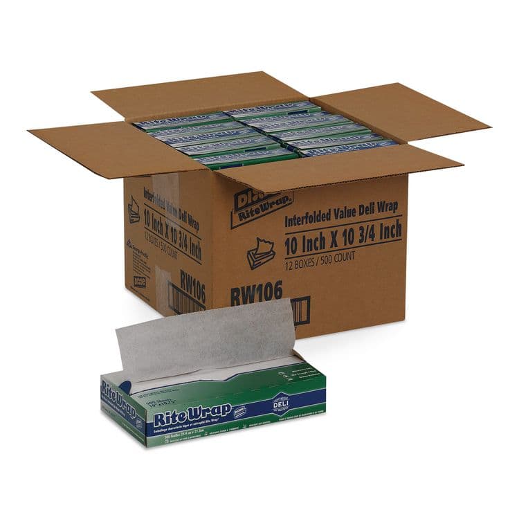 DIXIE FOOD SERVICE Rite-Wrap Dry Wax Lightweight Deli Paper, 10 x 10.75, 500 Sheets/Pack, 12 Packs/Carton (DXERW106)