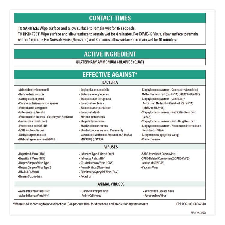 CFS BRANDS WipesPlus Disinfecting Surface Wipes, Flat Pack, 1-Ply, 7 x 8, Lemon Scent, White (CFS37701EA) thumbnail 4