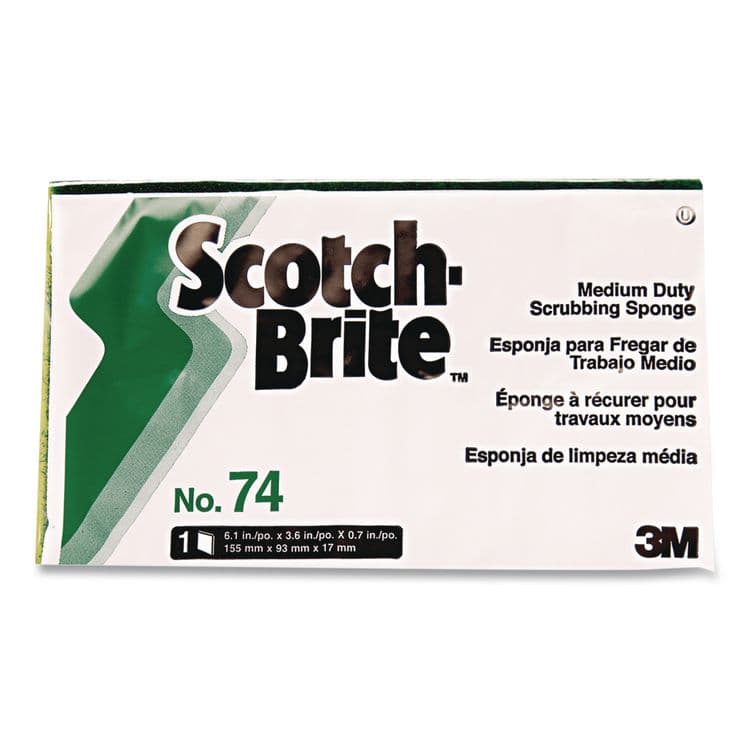 3M/COMMERCIAL TAPE DIV. Medium-Duty Scrubbing Sponge 74, 3.6 x 6.1, 0.7" Thick, Yellow/Green (MMM74EA) thumbnail 4