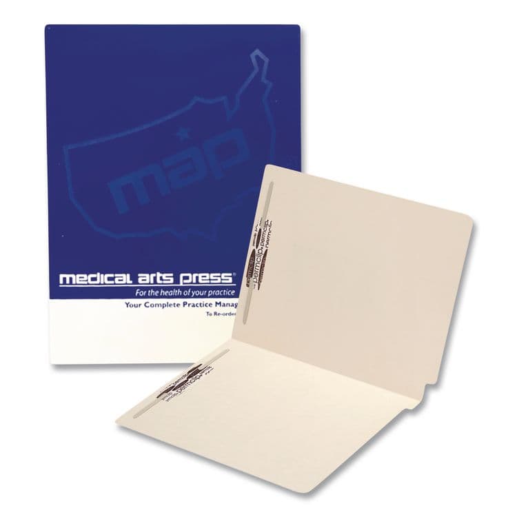 WESTERN STATES ENVELOPE CO End Tab Fastener Folders with Embossed Labeling Lines, Straight Tab, Expands 0.75", 2 Fasteners, Letter Size, Manila, 50/Box (MAQ52385)