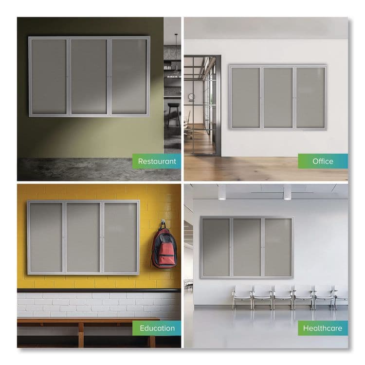 GHENT MANUFACTURING, Enclosed Outdoor Bulletin Board, 72" x 36", Silver Surface, Satin Aluminum Frame (GHEPA33672VX193) thumbnail 3