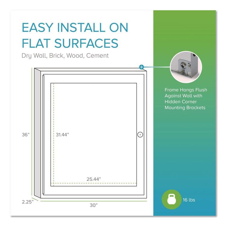 GHENT MANUFACTURING, 1 Door Enclosed Vinyl Bulletin Board with Satin Frame, 30" x 36", Silver Surface, Satin Aluminum Frame (GHEPA13630VX193) thumbnail 4