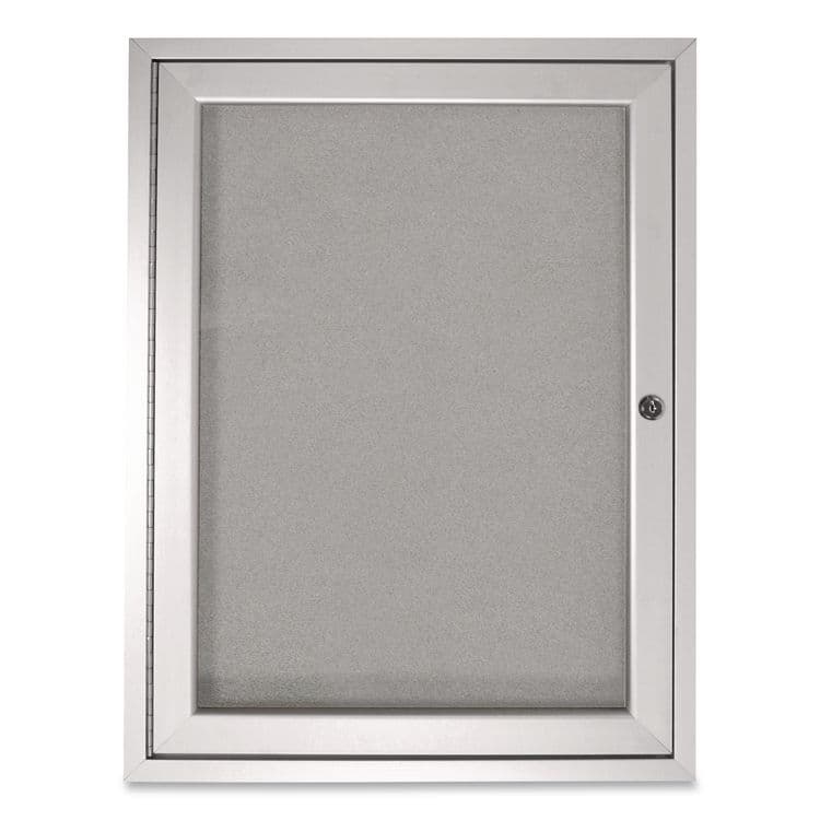 GHENT MANUFACTURING, 1 Door Enclosed Vinyl Bulletin Board with Satin Frame, 36" x 36", Silver Surface, Satin Aluminum Frame (GHEPA13636VX193)