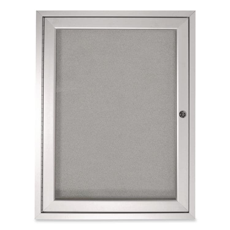 GHENT MANUFACTURING, 1 Door Enclosed Vinyl Bulletin Board with Satin Frame, 30" x 36", Silver Surface, Satin Aluminum Frame (GHEPA13630VX193)