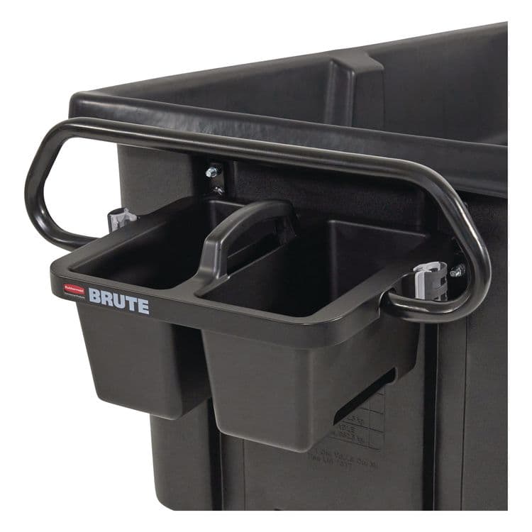 RUBBERMAID COMMERCIAL PROD. BRUTE Ergonomic Rotomolded Tilt Truck Handle and Caddy, 25.45 x 12.82 x 15, Black (RCP2221459)