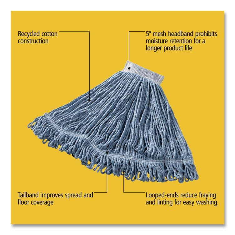 RUBBERMAID COMMERCIAL PROD. Super Stitch Blend Mop Head, Cotton/Synthetic, Large, Blue (RCPD253BLUEA) thumbnail 3