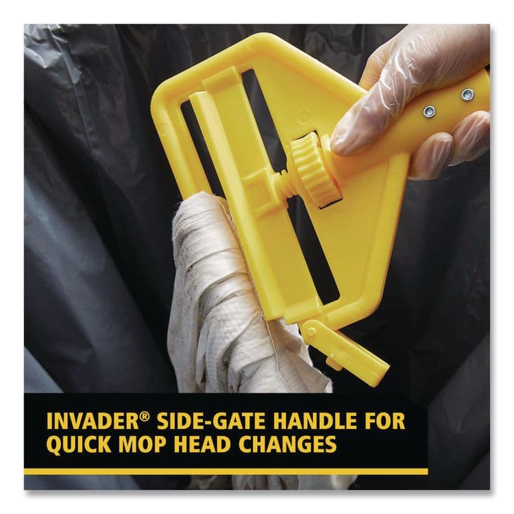 RUBBERMAID COMMERCIAL PROD. Invader Fiberglass Side-Gate Wet-Mop Handle, 54", Gray/Yellow (RCPH145) thumbnail 3