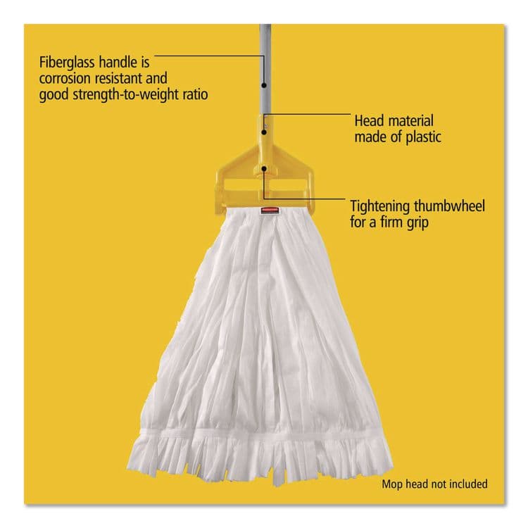 RUBBERMAID COMMERCIAL PROD. Invader Fiberglass Side-Gate Wet-Mop Handle, 60", Gray/Yellow (RCPH146) thumbnail 4