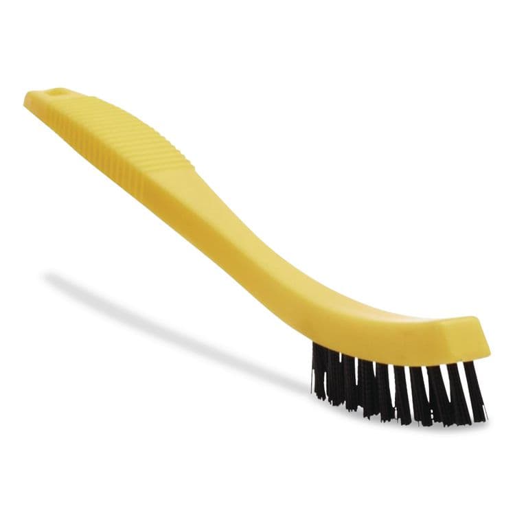 RUBBERMAID COMMERCIAL PROD. Synthetic-Fill Tile and Grout Brush, Black Plastic Bristles, 2.5" Brush, 8.5" Yellow Plastic Handle (RCP9B56BLA)