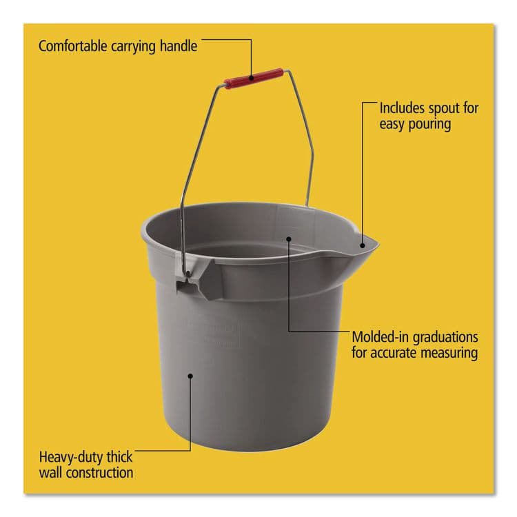 RUBBERMAID COMMERCIAL PROD. 10 Quart Plastic Utility Pail, Plastic, Gray, 10.5" dia (RCP296300GY) thumbnail 4