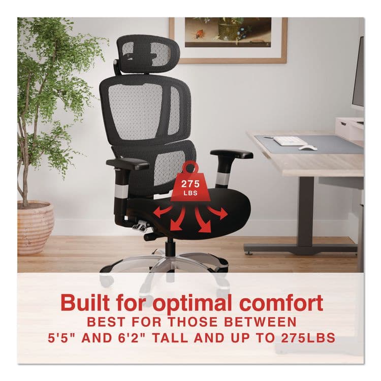 ALERA Minverva Pro Multifunction Chair, Supports Up to 275 lb, 17.7" to 21.4" Seat Height, Black Seat, Black Back, Black Base (ALEMV41ME10B) thumbnail 2