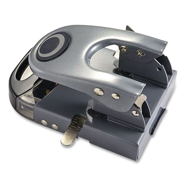 OFFICEMATE INTERNATIONAL CORP. 50-Sheet Deluxe Two-Hole Punch, 1/4" Holes, Gray/Blue (OIC90101) thumbnail 4