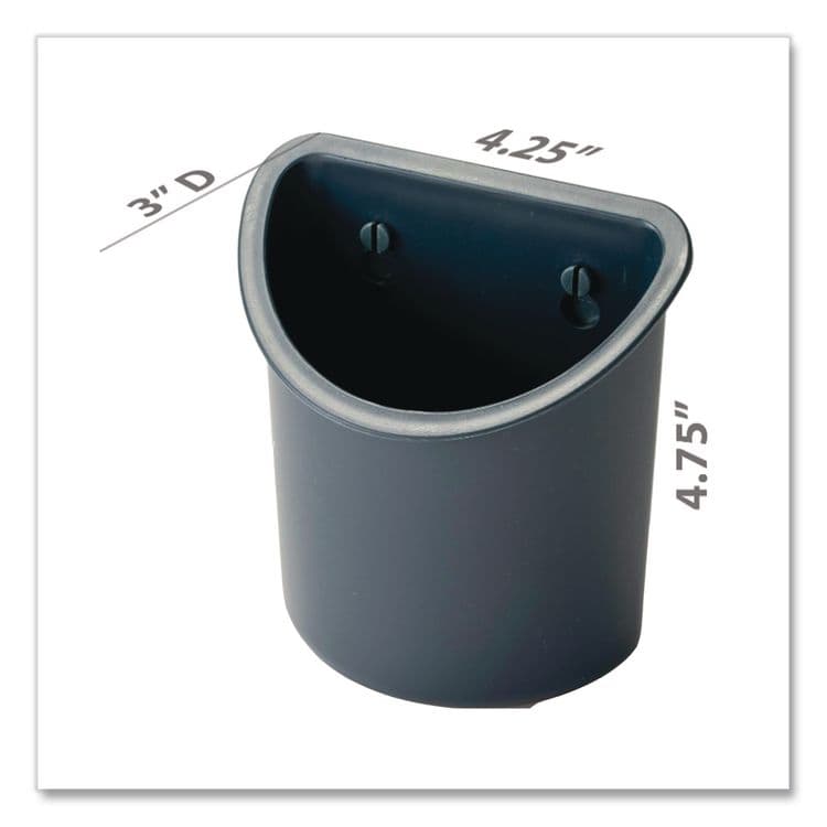 OFFICEMATE INTERNATIONAL CORP. Verticalmate Plastic Pencil Cup, 4.25 x 4.25 x 5, Fabric Panel Mount, Gray (OIC29032) thumbnail 3