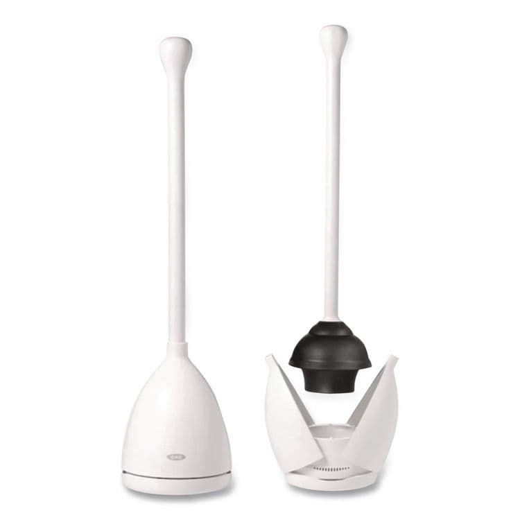 OXO Good Grips Toilet Plunger and Canister, 24" Plastic Handle, 6" dia, White (OXO12241700) thumbnail 3