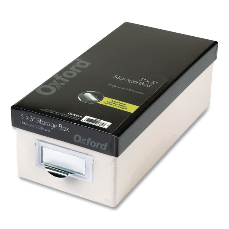 ESSELTE PENDAFLEX CORP. Index Card Storage Box, Holds 1,000 3 x 5 Cards, 5.5 x 11.5 x 3.88, Pressboard, Marble White/Black (OXF406350) thumbnail 4