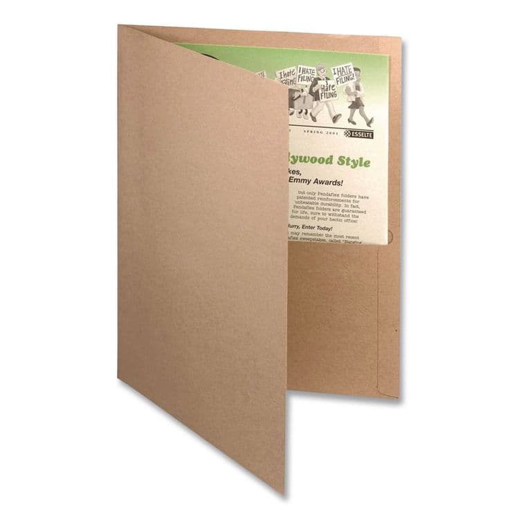 TOPS BUSINESS FORMS Earthwise by Oxford 100% Recycled Twin-Pocket Folder, Accommodates (100) 11 x 8.5 Sheets, Natural, 10/Pack (OXF00574) thumbnail 2