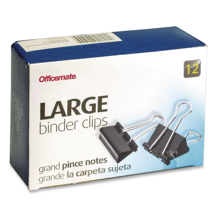 OFFICEMATE INTERNATIONAL CORP. Binder Clips, Large, Black/Nickel, 12/Box (OIC99100)