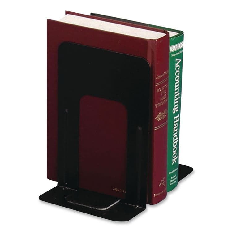 OFFICEMATE INTERNATIONAL CORP. Steel Bookends, Nonskid Base, 4.75 x 5.13 x 5, Black, Pair (OIC93001) thumbnail 2