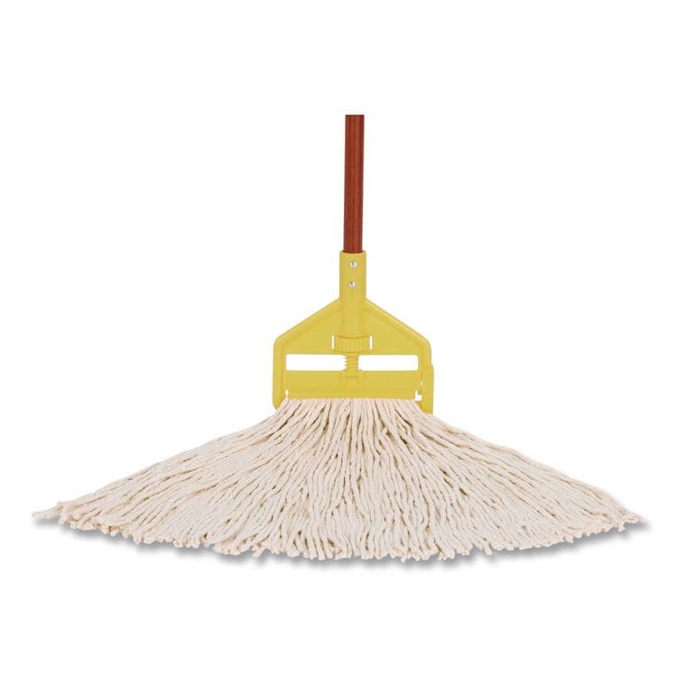 RUBBERMAID COMMERCIAL PROD. Non-Launderable Premium Cut-End Cotton Wet Mop Head, 16 oz, White, 1" White Band, 12/Carton (RCPF11612) thumbnail 3