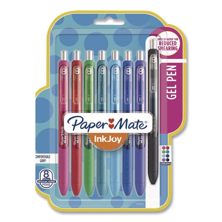 SANFORD InkJoy Gel Pen, Retractable, Medium 0.7 mm, Assorted Ink and Barrel Colors, 8/Pack (PAP1958946)