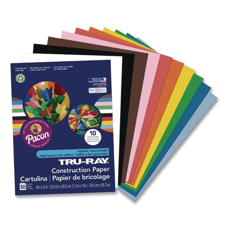 PACON CORPORATION Tru-Ray Construction Paper, 9 x 12, Assorted Colors, 50 Sheets/Pad (PACP1000046) thumbnail 2