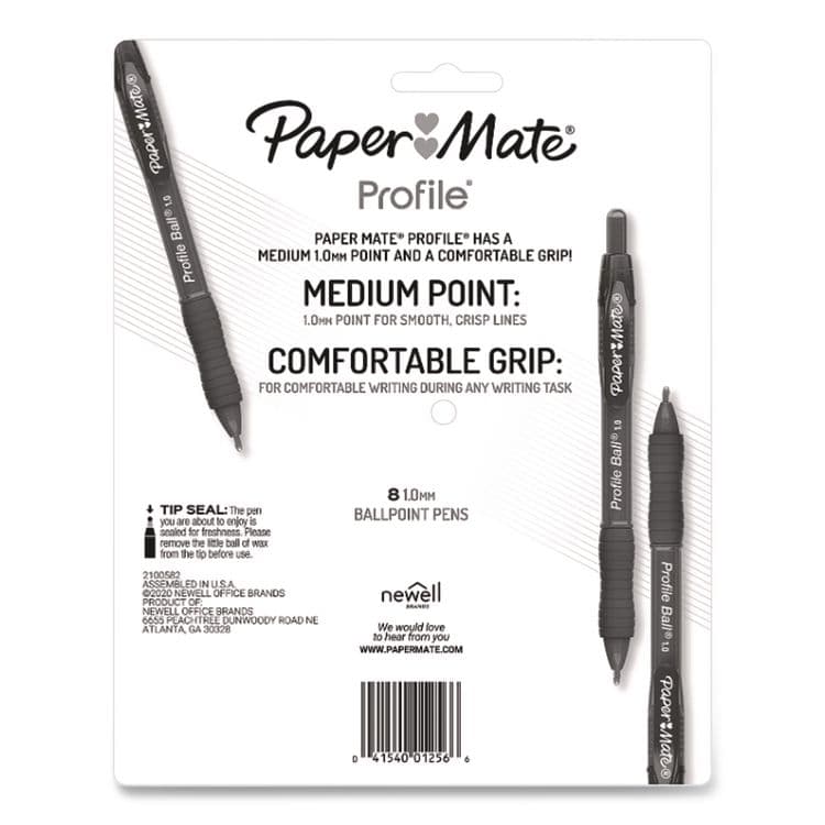 SANFORD Profile Ballpoint Pen, Retractable, Medium 1 mm, Black Ink, Translucent Black Barrel, 8/Pack (PAP2095460) thumbnail 4