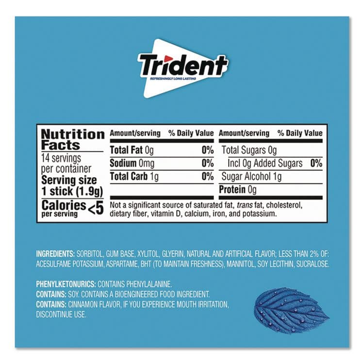 MONDELEZ INTERNATIONAL Sugar-Free Gum, Original Mint, 14 Sticks/Pack, 12 Pack/Box (CDB12546) thumbnail 3