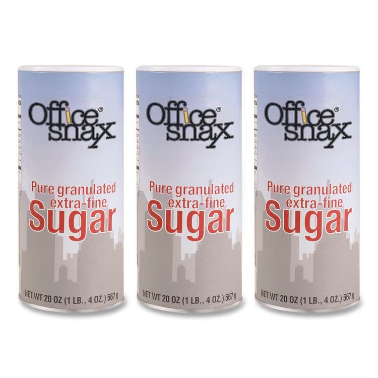 OFFICE SNAX, . Sugar Canister, 20 oz Reclosable Canister, 3/Pack (OFX00019G)
