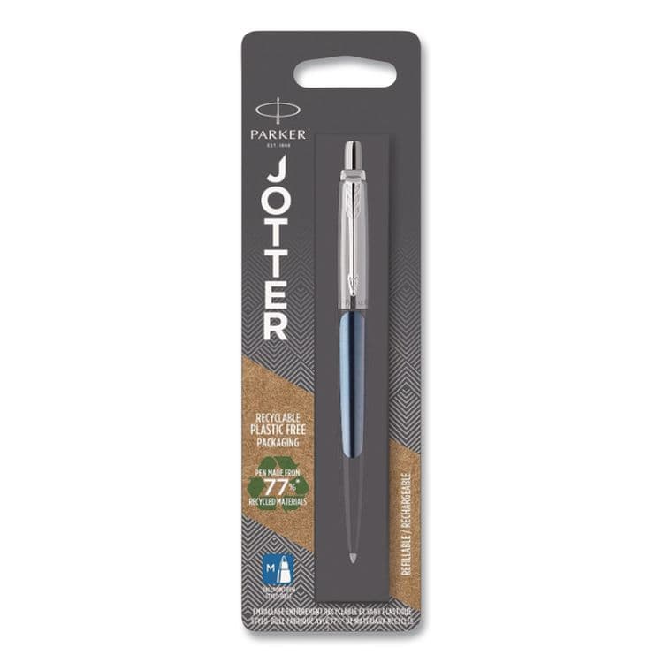 SANFORD Jotter Ballpoint Pen, Retractable, Medium 0.7 mm, Blue Ink, Waterloo Blue/Chrome Barrel (PAR1953245)