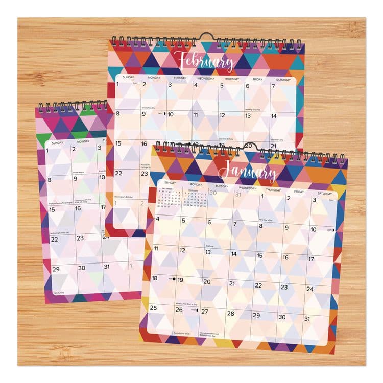 WILLOW CREEK PRESS Geometric 2026 Spiral Wall Calendar, Geometric Artwork, 12 x 12, Multicolor Sheets, 12-Month (Jan to Dec): 2026 (WPR54734) thumbnail 3
