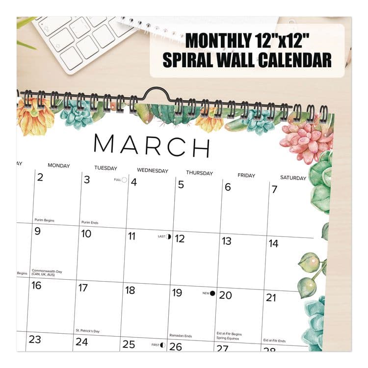 WILLOW CREEK PRESS Succulents 2026 Spiral Wall Calendar, Succulents Artwork, 12 x 12, Multicolor Sheets, 12-Month (Jan to Dec): 2026 (WPR54765) thumbnail 3