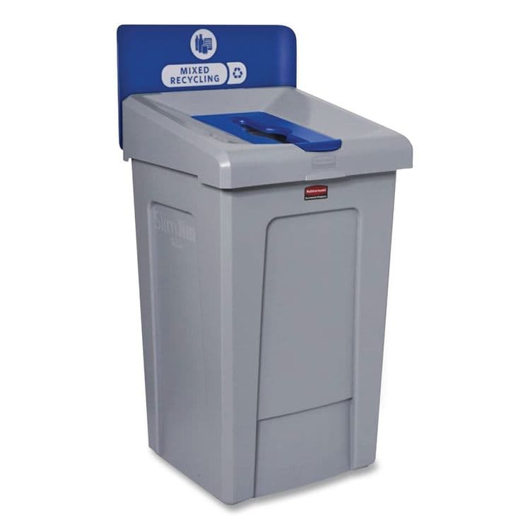 RUBBERMAID COMMERCIAL PROD. Slim Jim Recycling Station 1-Stream, Mixed Recycling Station, 33 gal, Resin, Gray (RCP2171557)