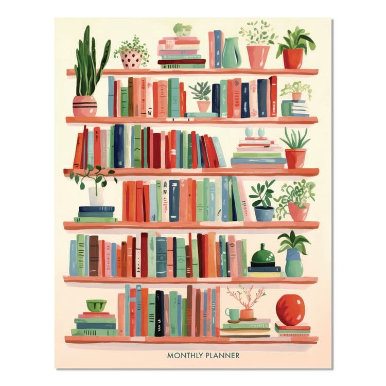 WILLOW CREEK PRESS Boho Books Monthly Planner, 9.5 x 7.5, Multicolor Cover, 12-Month (Jan to Dec): 2026 (WPR57766)