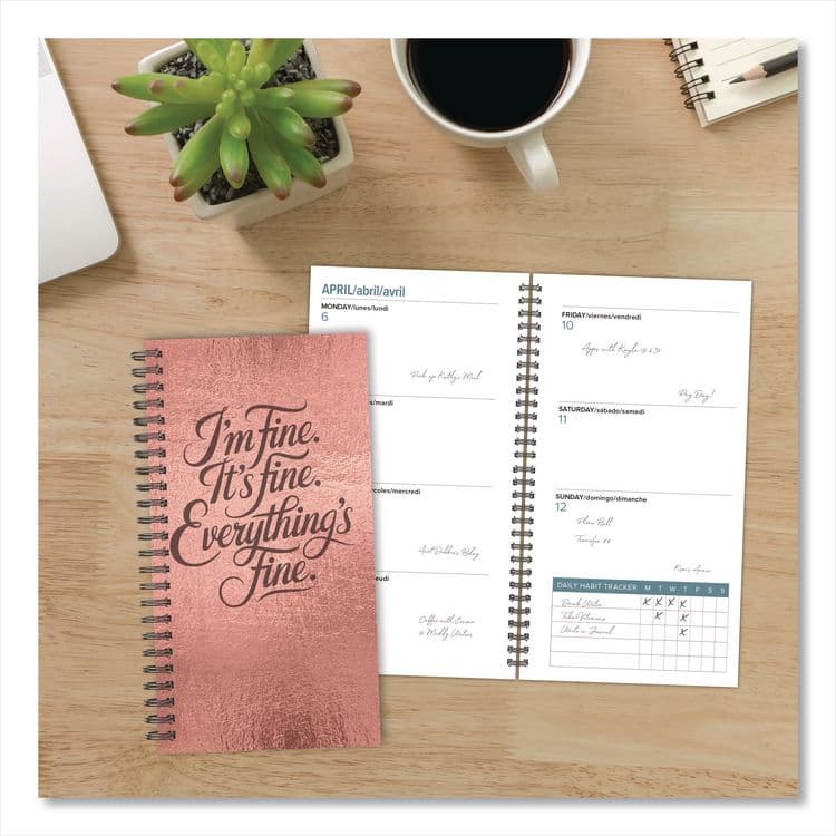 WILLOW CREEK PRESS Everything is Fine (Trilingual) Weekly/Monthly Planner, 6.5 x 3.5, Rose Gold Cover, 12-Month (Jan to Dec): 2026 (WPR58428) thumbnail 4
