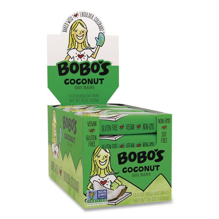 BOBO'S Oatmeal Bars, Coconut, 3 oz Individually Wrapped, 12/Box (BBO00050)